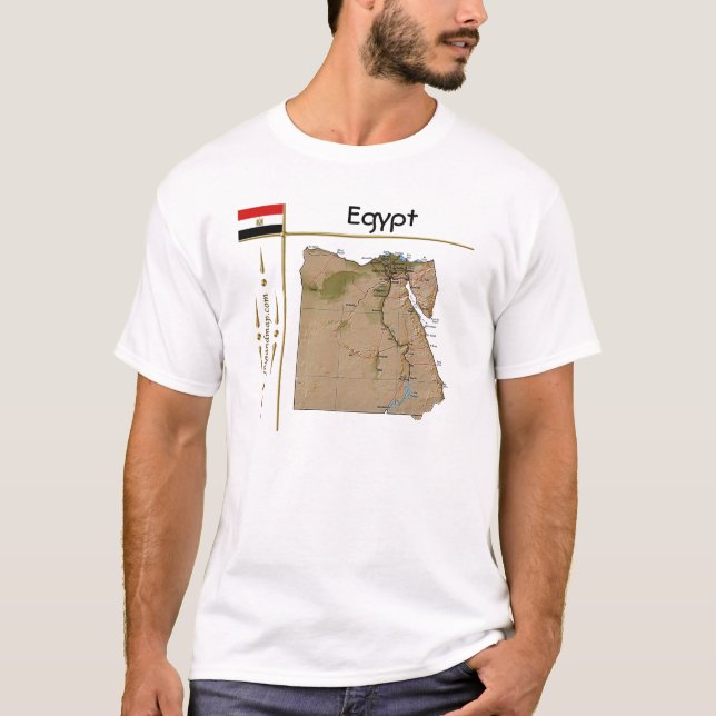 Camiseta com Mapa do Egito + Bandeira + Título (Frente)