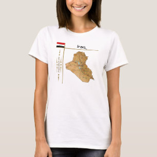 Camiseta com Mapa do Iraque + Bandeira + Título