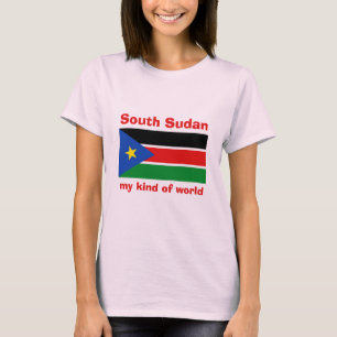 Camiseta com Mapa e Texto da Bandeira do Sudão do