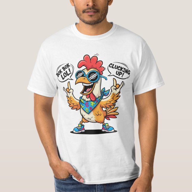 Camiseta com Mascote de Frango Engraçado – Cartoon (Frente)