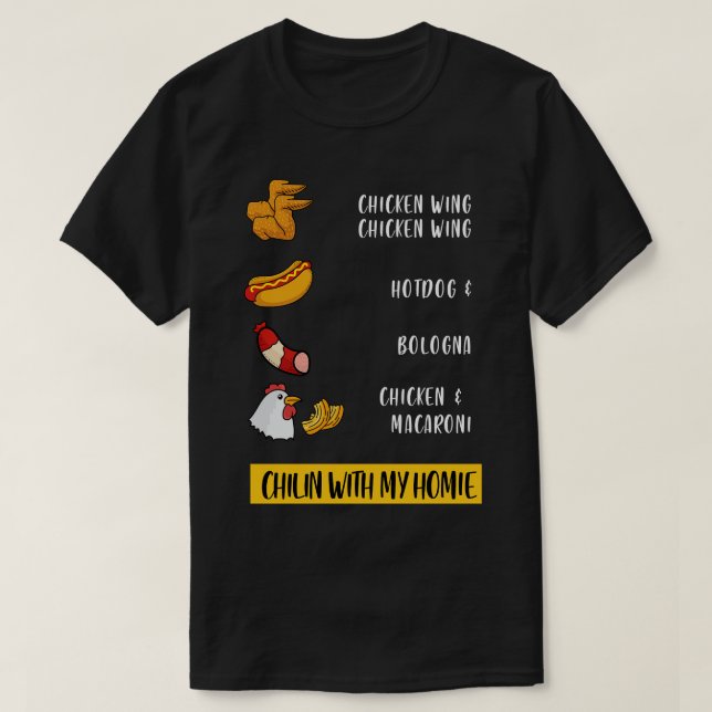 Camiseta Com Meu Homie Engraçado Galinha Adormecida Bolonha (Frente do Design)