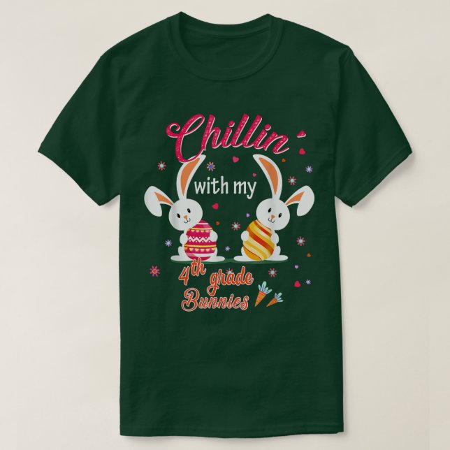 Camiseta Com Meus Bunnies Do 4º Ano, Segurando Eas (Frente do Design)