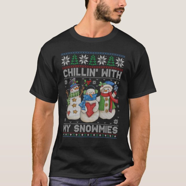 Camiseta Com Meus Snowmies Feios De Natal Snowman S (Frente)