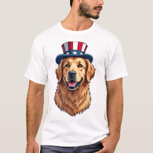 Camiseta com Moldura Dividida do Golden Retriever