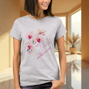Camiseta com Nome e Flores de Orquídea para Aniver