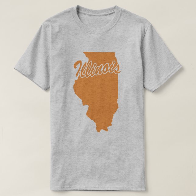 Camiseta com o formato do Estado de Illinois (Frente do Design)