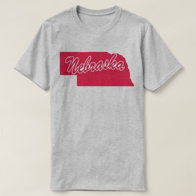 Camiseta com o formato do estado de Nebraska (Frente do Design)