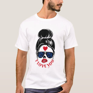 Camiseta com o rosto de uma garota bonita com ócul