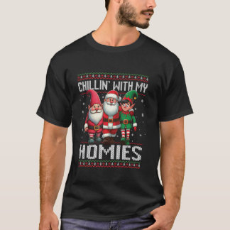 Camiseta Com Os Meus Papais noeis De Casa Elf Gnomo Feio Ch