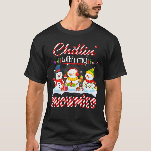 Camiseta Com Os Meus Papais noeis Snowmies Snowman Scarf Li (Frente)