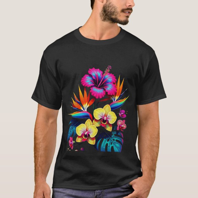 Camiseta com Padrão Botânico Vintage (Frente)