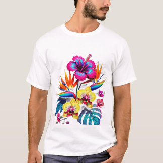 Camiseta com Padrão Botânico Vintage