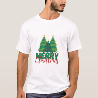 Camiseta com padrão de árvore de Natal minimalista