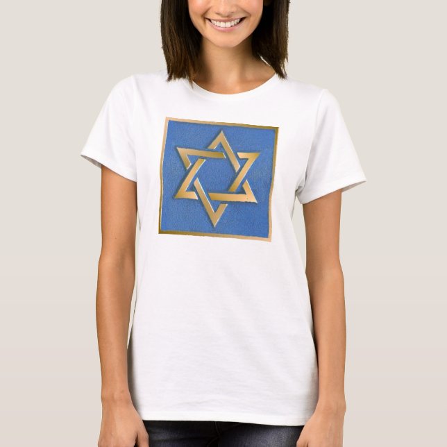 Camiseta com Painel Artístico Estrela de Davi Azul (Frente)