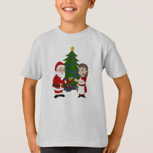 Camiseta com Papai Noel e Mamãe Noel