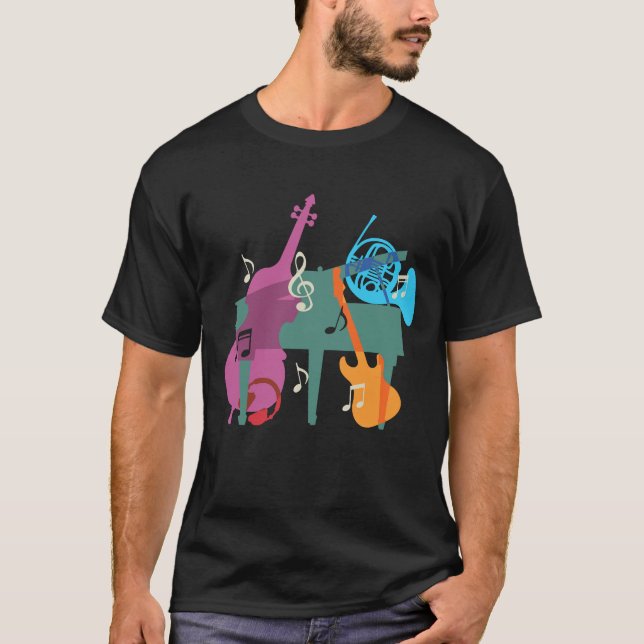 Camiseta com Piano de Cauda e Instrumentos Musicai (Frente)