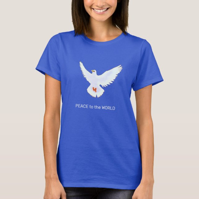Camiseta com Pombo da Paz e Texto Editável (Frente)
