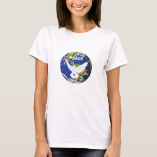 Camiseta com Pombo da Paz e Texto Editável