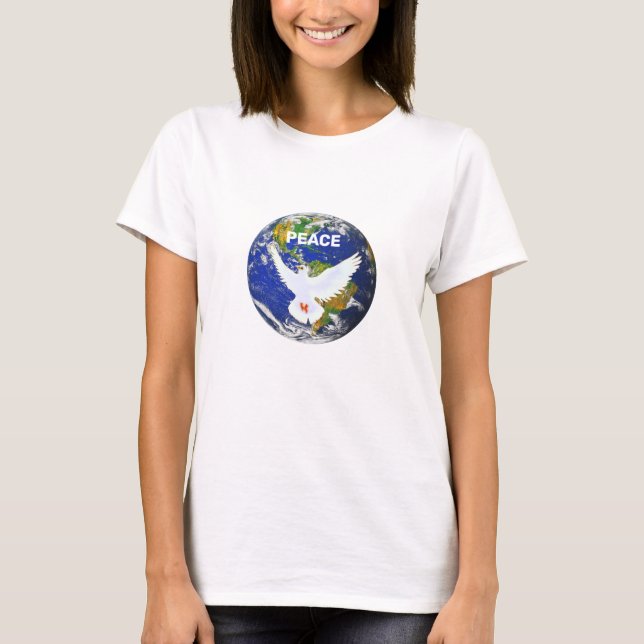 Camiseta com Pombo da Paz e Texto Editável (Frente)