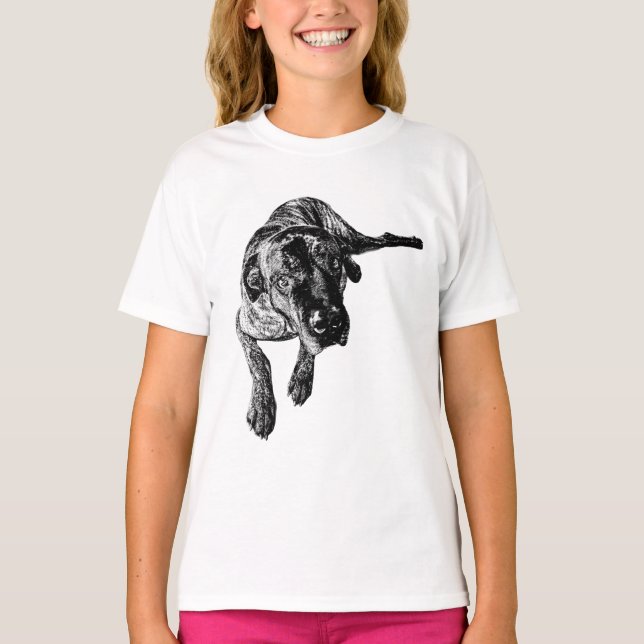 Camiseta com pose deitada do Cane Corso atigrado (Frente)