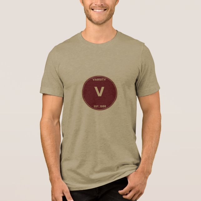 Camiseta com remendo universitário retrô Varsity (Frente)