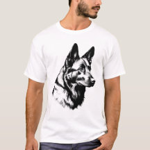 Camiseta com retrato de cão pastor alemão preto