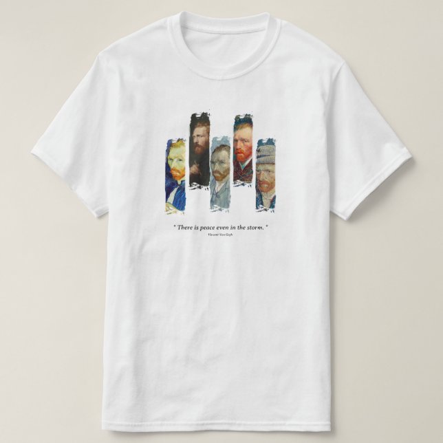 Camiseta com retrato e citação de Vincent Van Gogh (Frente do Design)