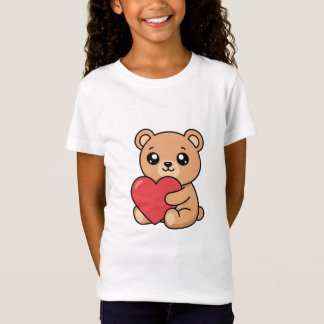 Camiseta com retrato fofo de ursinho de pelúcia |