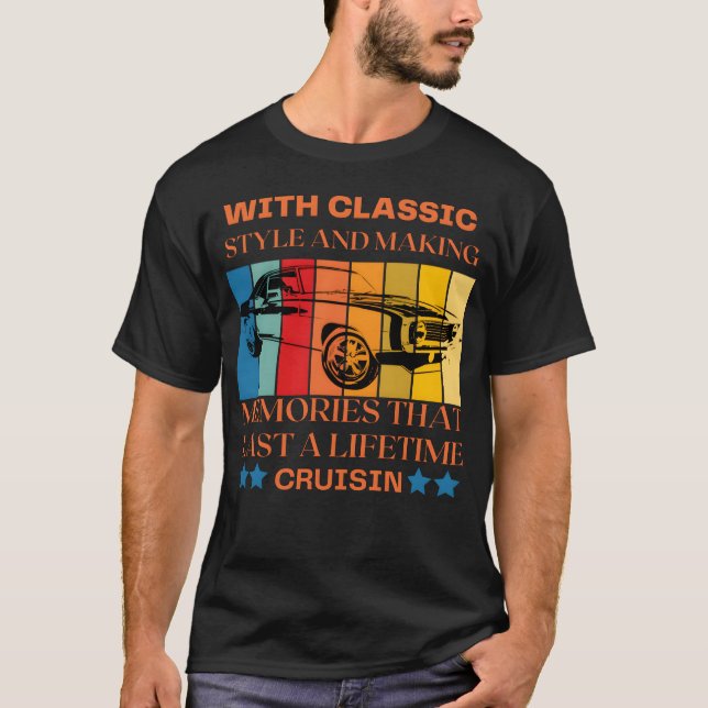 Camiseta com retro de carro clássico (Frente)