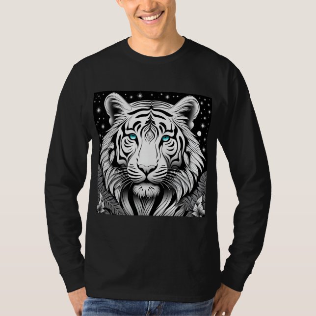 Camiseta com rosto de tigre ilustrado (Frente)