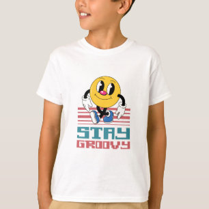 camiseta com rosto sorridente retrô stay groovy.