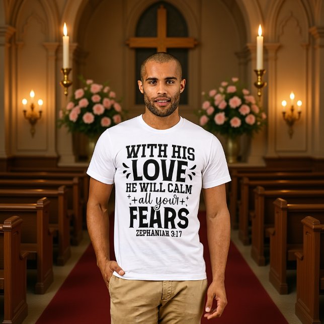 Camiseta Com Seu Amor Acalma Todos os Medos Sofonias 3:17 (Criador carregado)