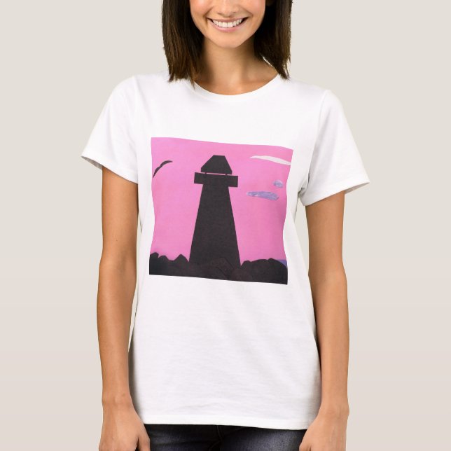 Camiseta com Silhueta de Farol no Sunset (Frente)