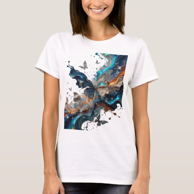 Camiseta com slogan atraente Borboleta Fantasia Pr (Frente)