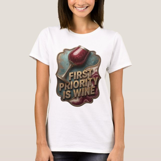 Camiseta com Slogan Cool Gold PRIMEIRA PRIORIDADE  (Frente)