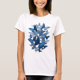 Camiseta com Slogan de BORBOLETAS Azuis Limpa
