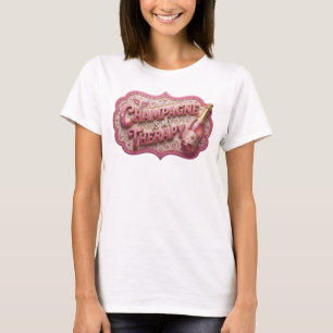 Camiseta com slogan de CHAMPANHE ROSA É MINHA TERA
