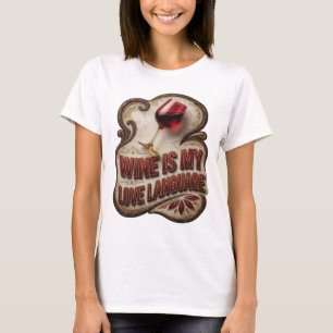 Camiseta com slogan divertido em dourado O VINHO É