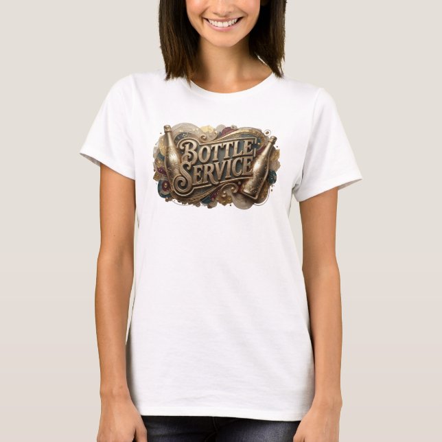 Camiseta com Slogan do SERVIÇO DE GARRAFA Laranja  (Frente)