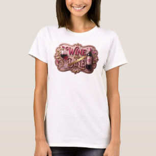 Camiseta com Slogan Icônico VINHO E JANTAR em Dour