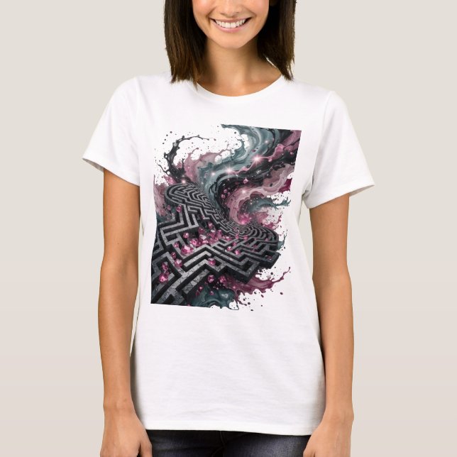 Camiseta com slogan MAZE MENTE ABERTA de Prata Mod (Frente)