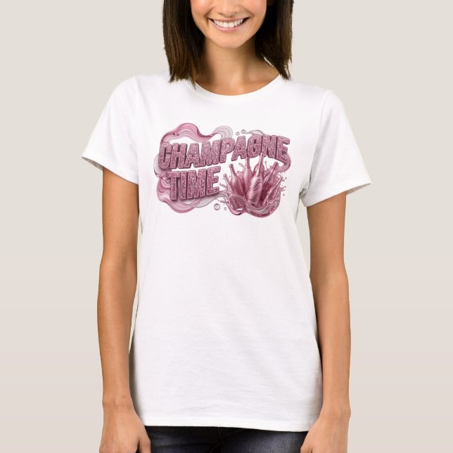 Camiseta com slogan Striking Pink TEMPO DE CHAMPAN (Frente)
