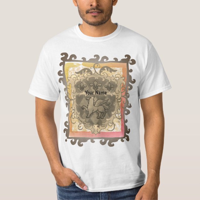 Camiseta com sobrenome Griffon Shield (Frente)