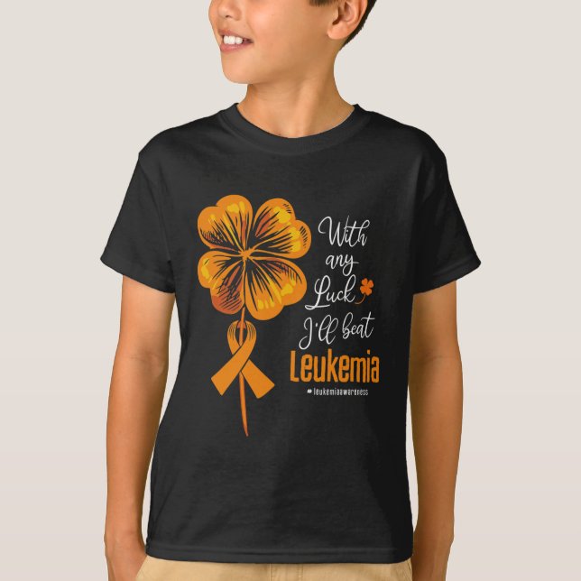 Camiseta Com sorte, eu vencerei a consciência da leucemia (Frente)
