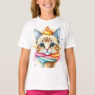 Camiseta com sorvete e gato
