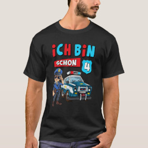 Camiseta Com Texto Alemão Ich Caixa 4 Jahre Carro Policial