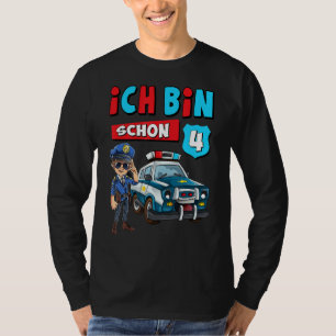 Camiseta Com Texto Alemão Ich Caixa 4 Jahre Carro Policial