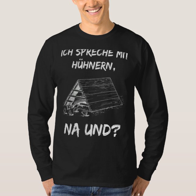 Camiseta Com Texto Alemão Ich Spreche Mit Hühnern (Ich S (Frente)