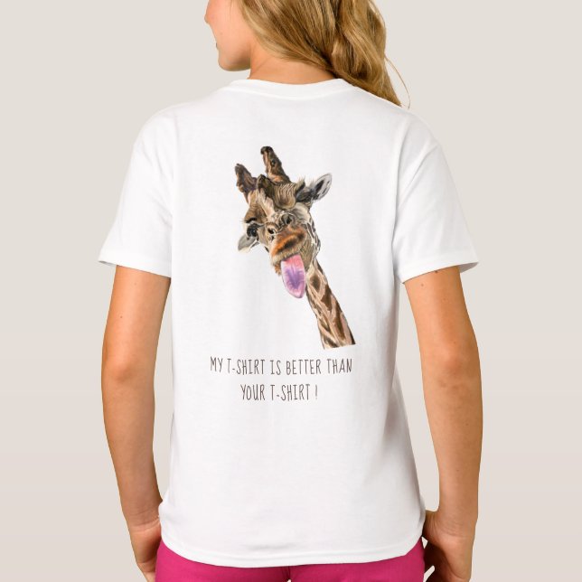 Camiseta com Texto Atraente e Girafa (Verso)