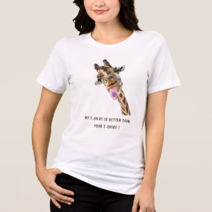 Camiseta com Texto Atraente e Girafa Divertida com